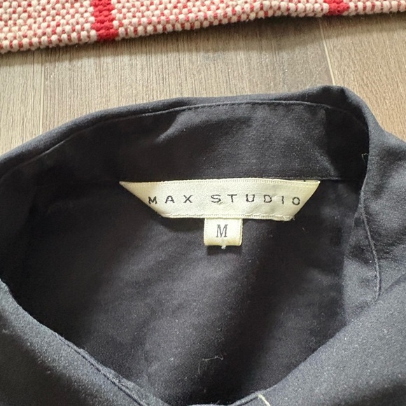 Black Ruffled Front Button-Up Shirt - Picture 2 of 7